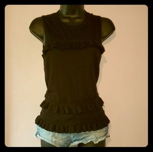 Ann Taylor black frilly tank top